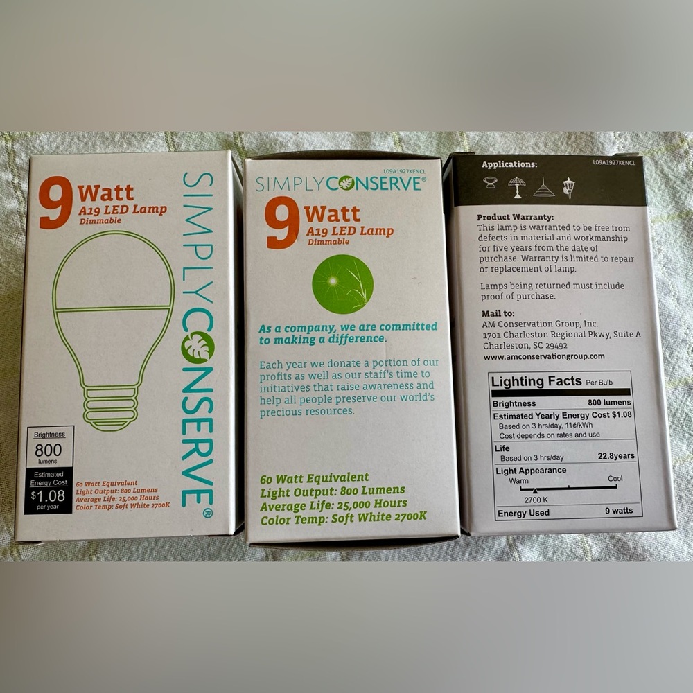 Simply Conserve 9 Watt LED Lamp (Qty. 3)